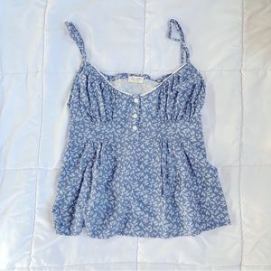 Brandy Melville John Galt blue and white baby doll tank top